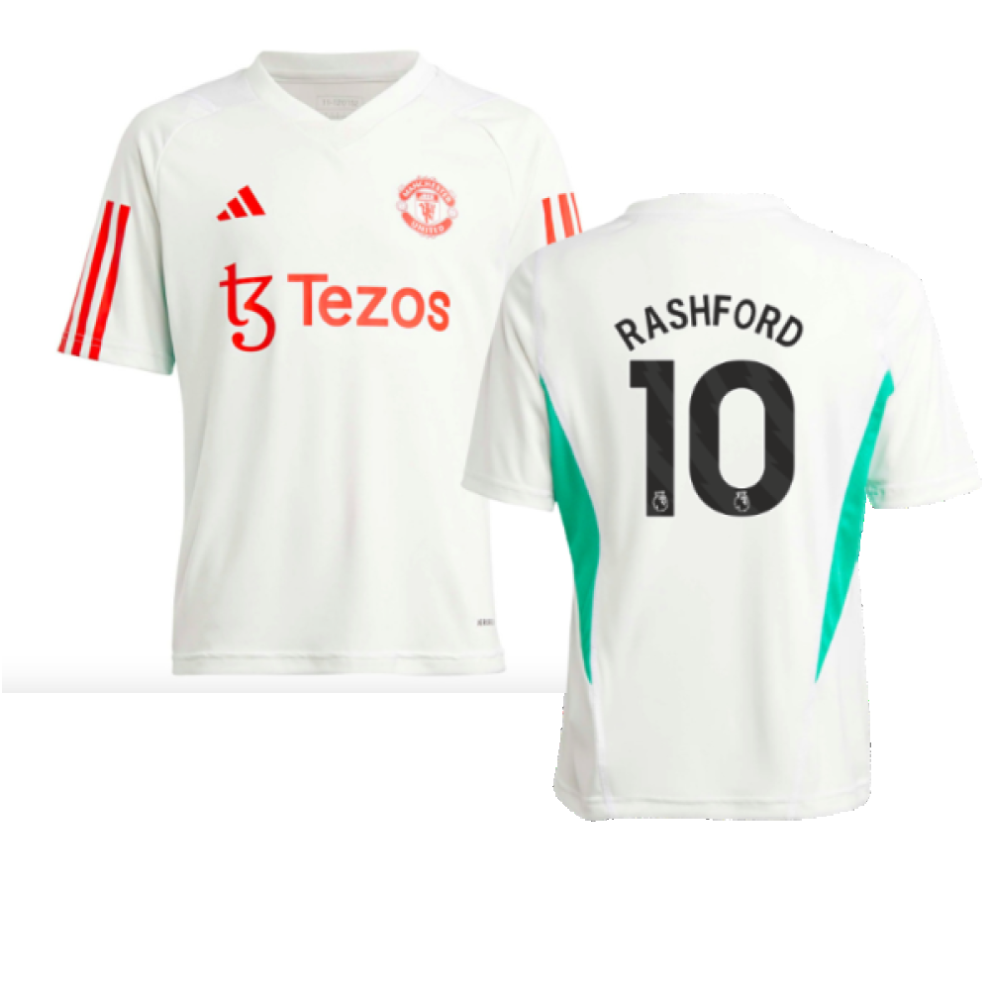 (MB) 2023-2024 Man Utd Training Jersey (White) - Kids (Rashford 10)