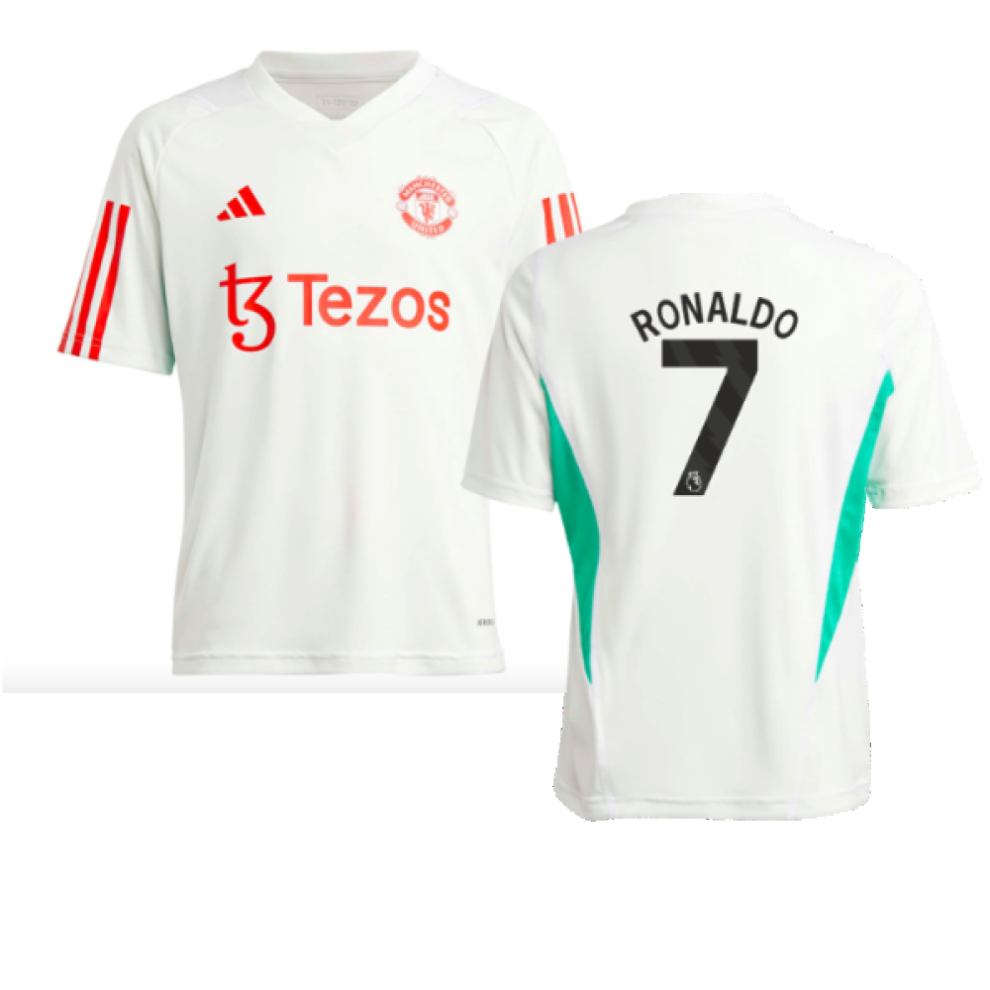 (XLB) 2023-2024 Man Utd Training Jersey (White) - Kids (Ronaldo 7)