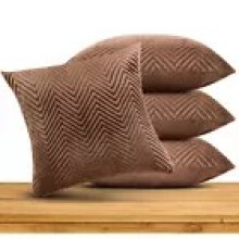 (Pack of 4, Embossed Velvet Filled Cushion Coffee) Luxury Cushion Covers Sofa Chair & Bed Cushions Filled Velvet Cushions Pack Of 2 & 4