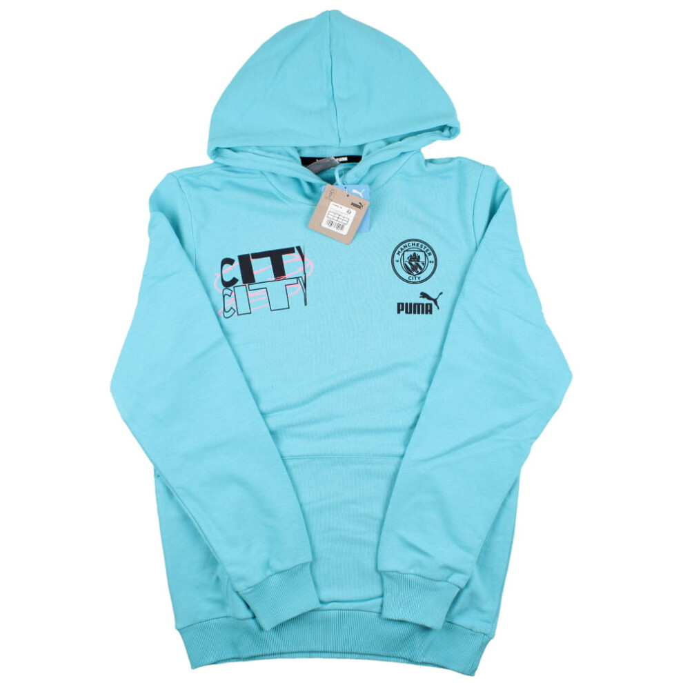 (XL) 2023-2024 Man City FtblCore Graphic Hoody (Hero Blue)