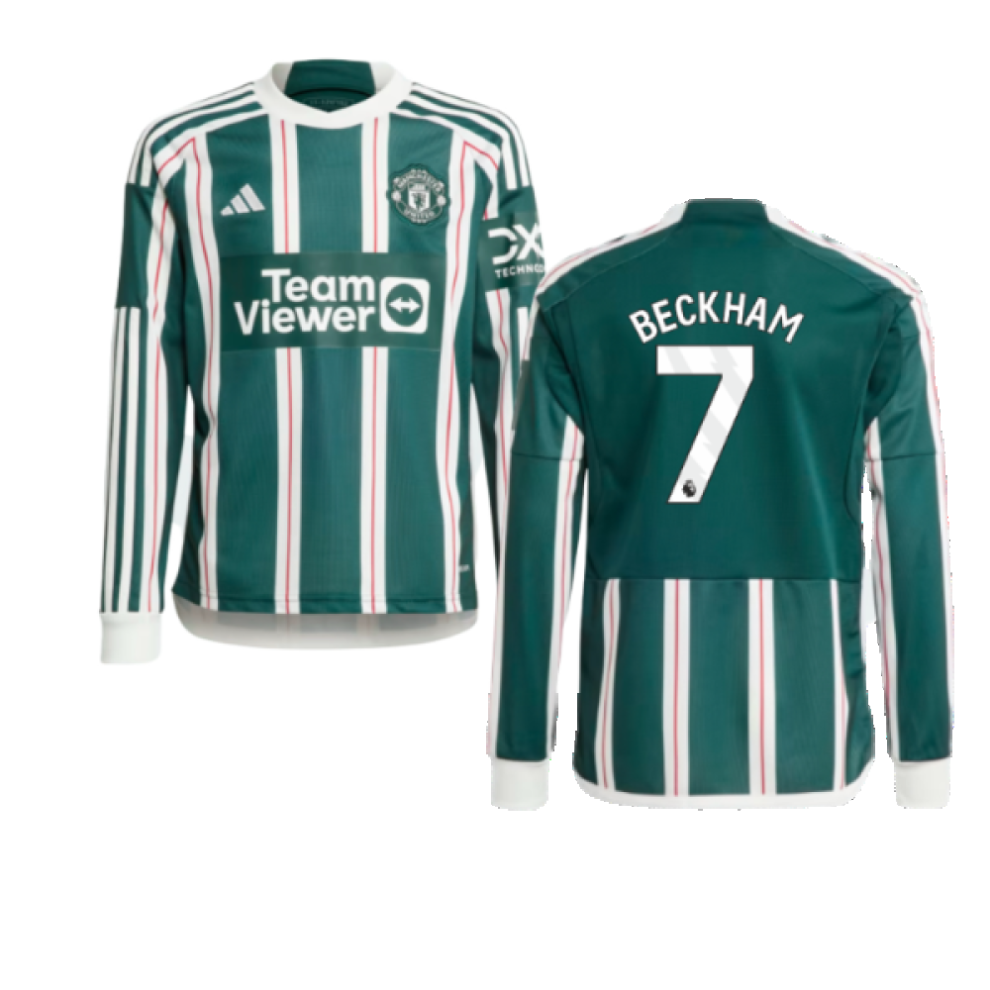 Adidas (Xxl) 2023-2024 Man Utd Away Long Sleeve Shirt (Kids) (Beckham 7)
