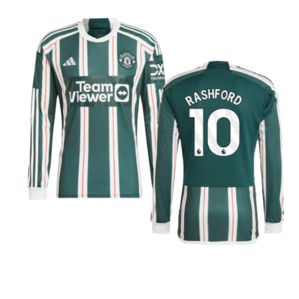 (3XL) 2023-2024 Man Utd Long Sleeve Away Shirt (Rashford 10)