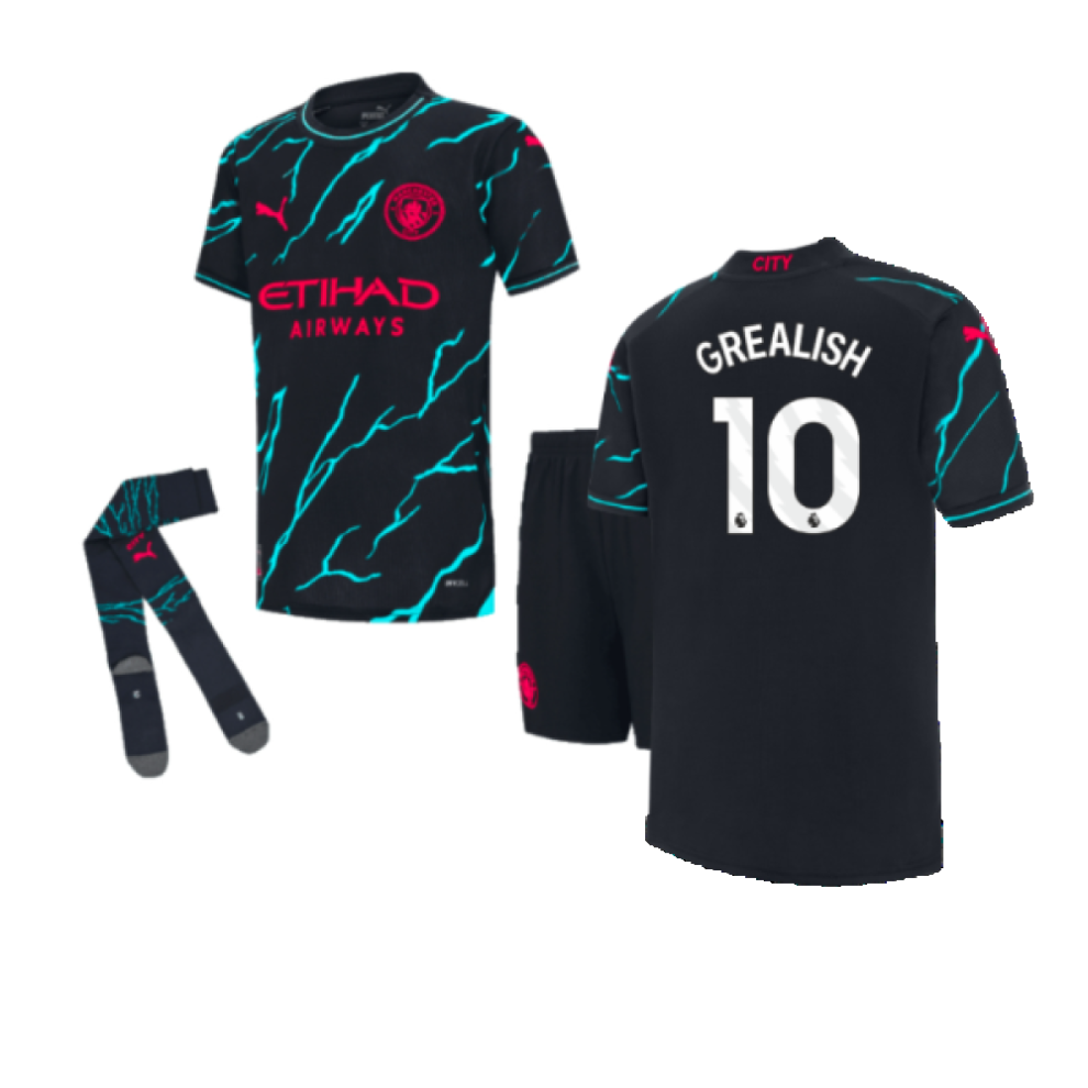 (1-2 Years) 2023-2024 Man City Third Mini Kit (GREALISH 10)