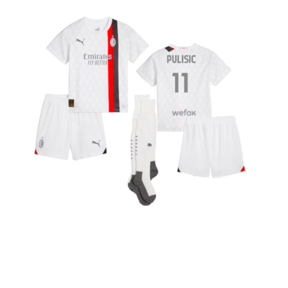 (5-6 Years) 2023-2024 AC Milan Away Mini Kit (Pulisic 11)