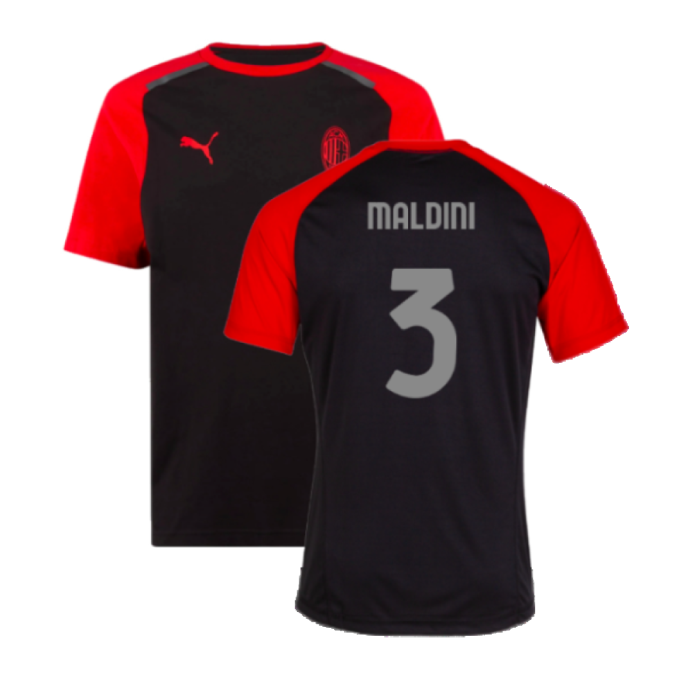 (XL) 2023-2024 AC Milan Casuals Tee (Black) (Maldini 3)