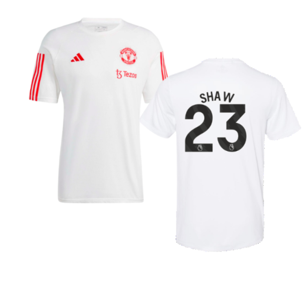 (S) 2023-2024 Man Utd Training Tee (White) (Shaw 23)