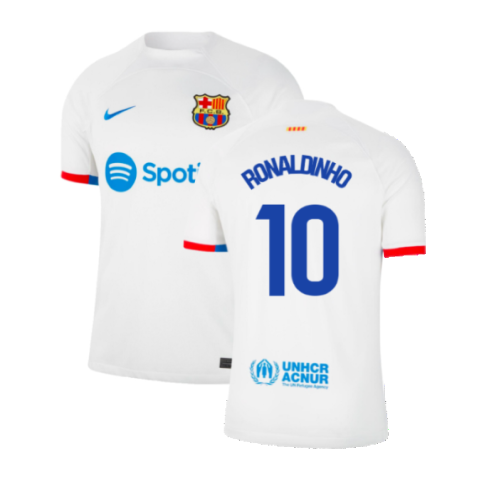 (XL) 2023-2024 Barcelona Away Shirt (Ronaldinho 10)