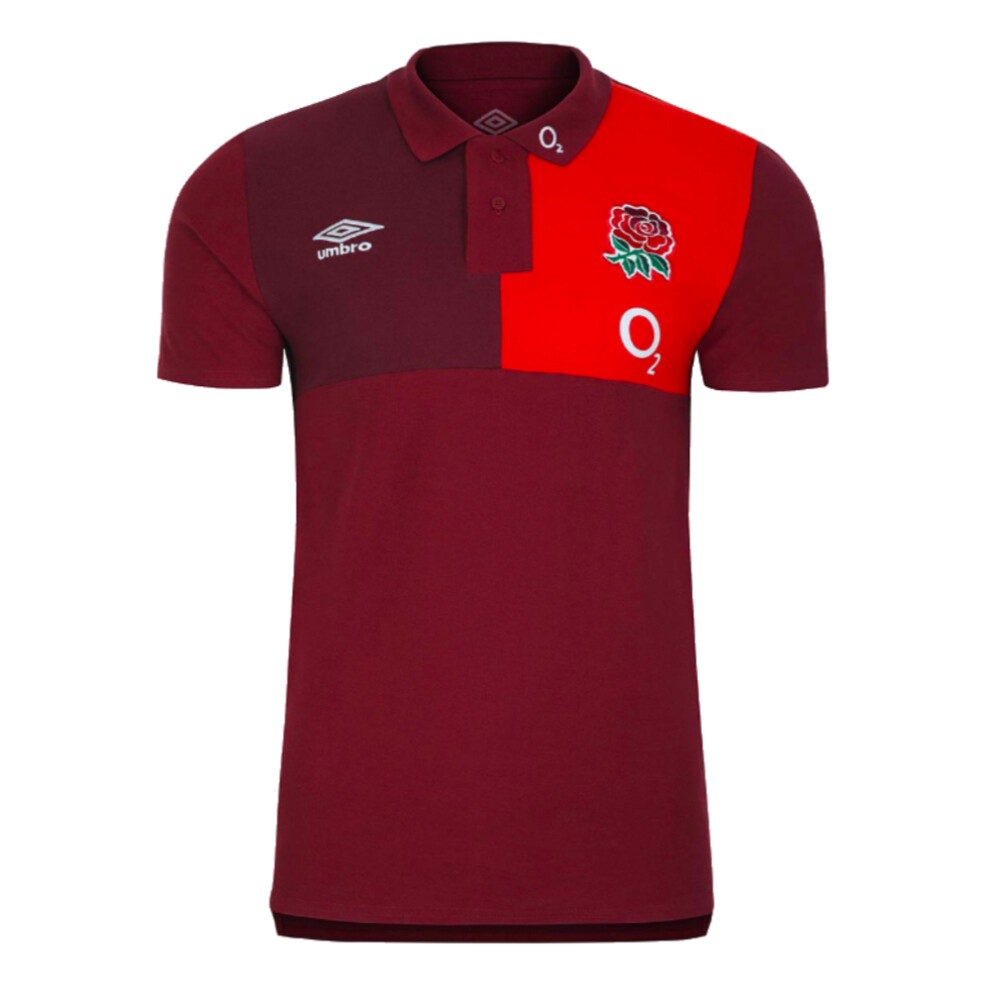(M) 2023-2024 England Rugby CVC Polo (Tibetan Red)