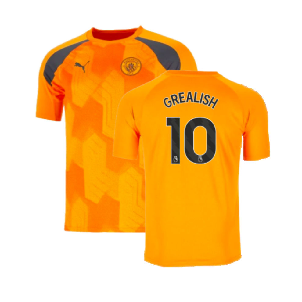 Puma (L) 2023-2024 Man City Pre-Match Jersey (Orange) (Grealish 10)