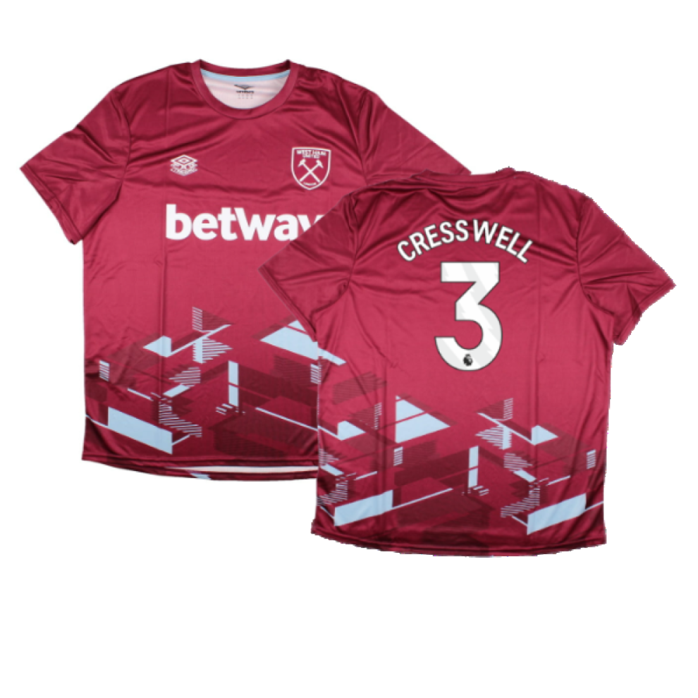 (XL) 2023-2024 West Ham Warm Up Jersey (Claret) (CRESSWELL 3)