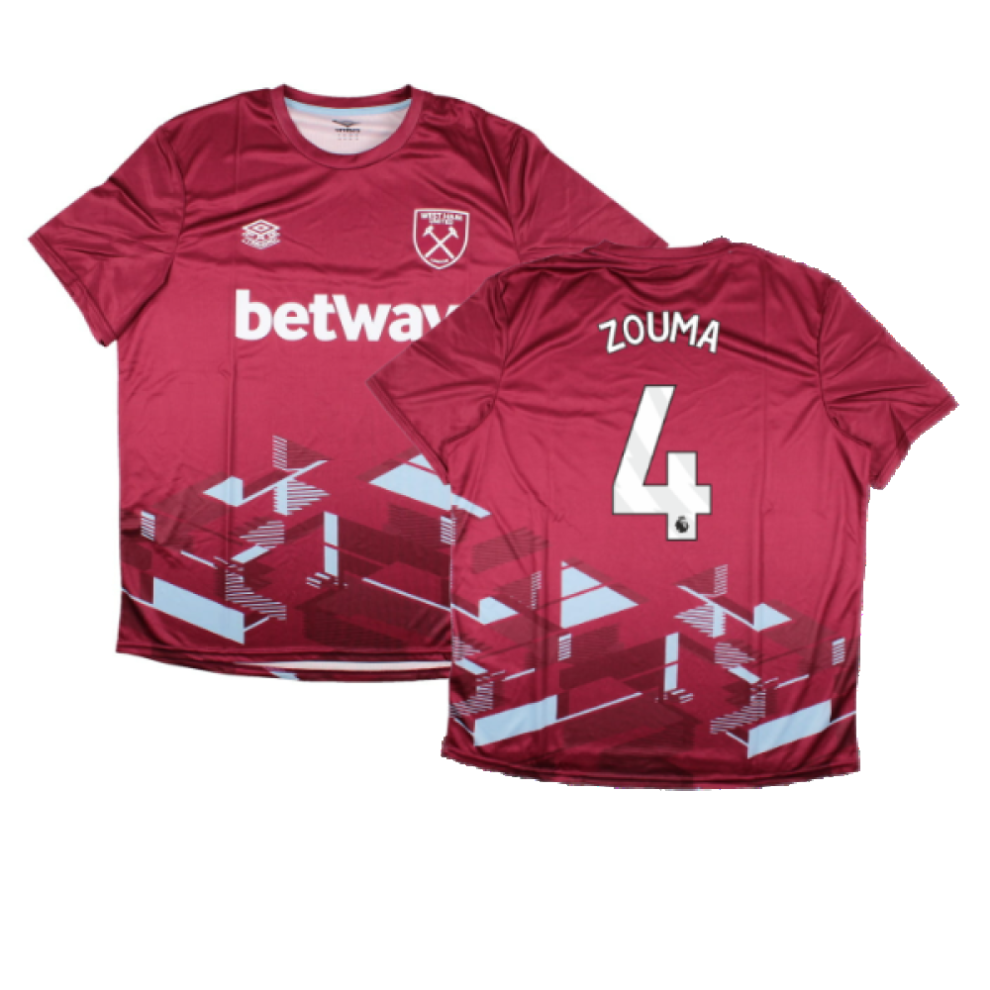 (XL) 2023-2024 West Ham Warm Up Jersey (Claret) (ZOUMA 4)