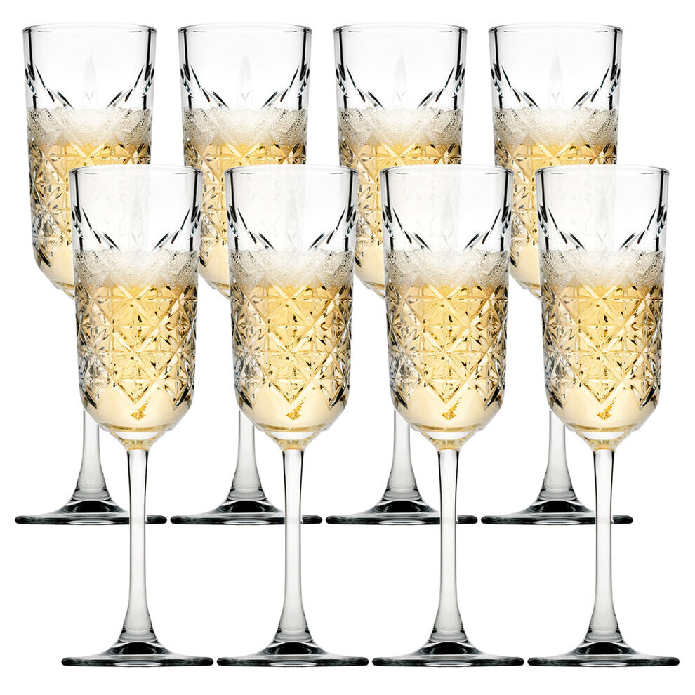Queensway Home & Dinning (8) Glass Stemmed Champagne Prosecco Flutes 175Ml Dinner Party Set Of 4/8