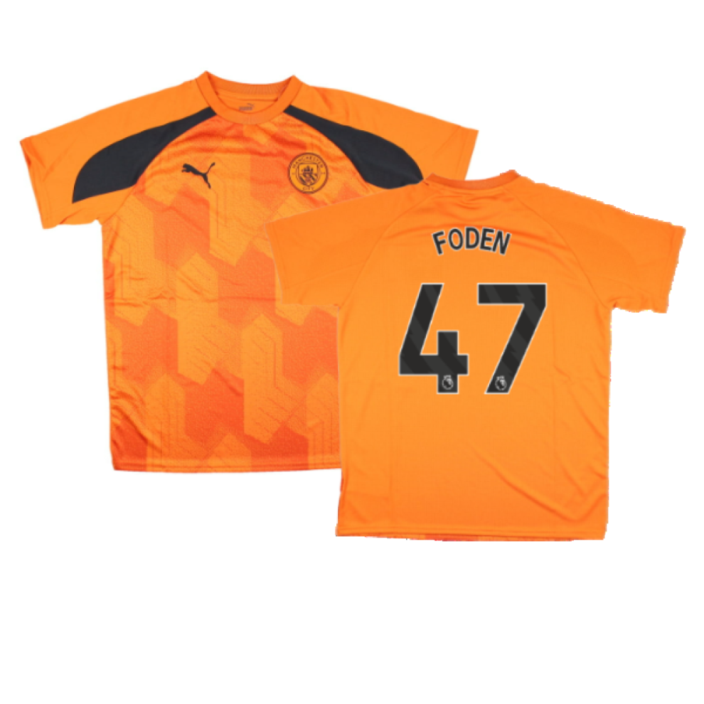 (XLB) 2023-2024 Man City Pre-Match Jersey (Orange) - Kids (FODEN 47)