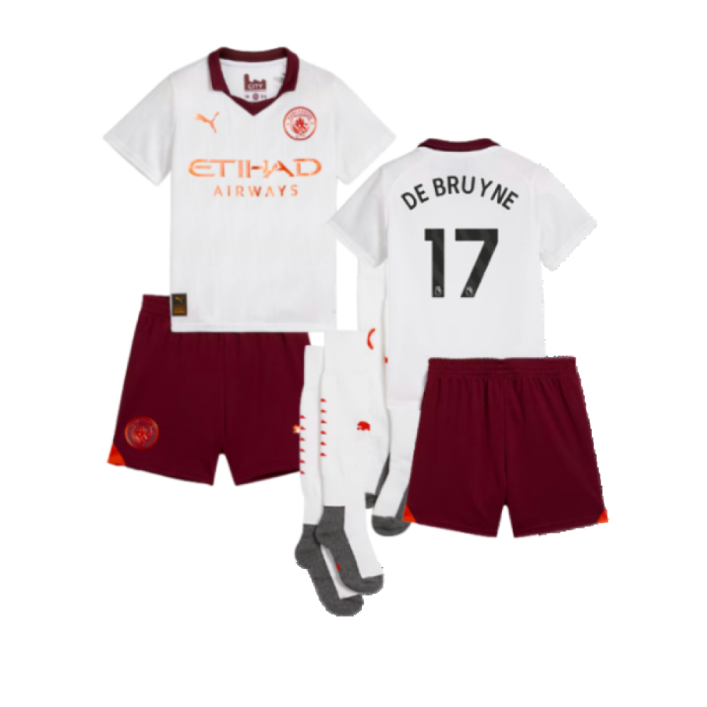 (3-4 Years) 2023-2024 Man City Away Mini Kit (DE BRUYNE 17)