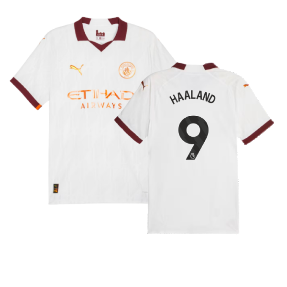 (L) 2023-2024 Man City Authentic Away Shirt (HAALAND 9)