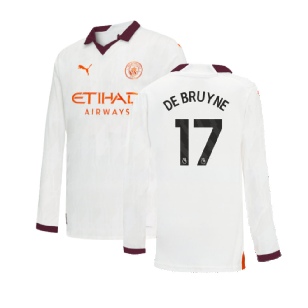 Puma (Xxlb) 2023-2024 Man City Long Sleeve Away Shirt (Kids) (De Bruyne 17) Not,Specified
