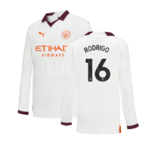 (XLB) 2023-2024 Man City Long Sleeve Away Shirt (Kids) (RODRIGO 16)