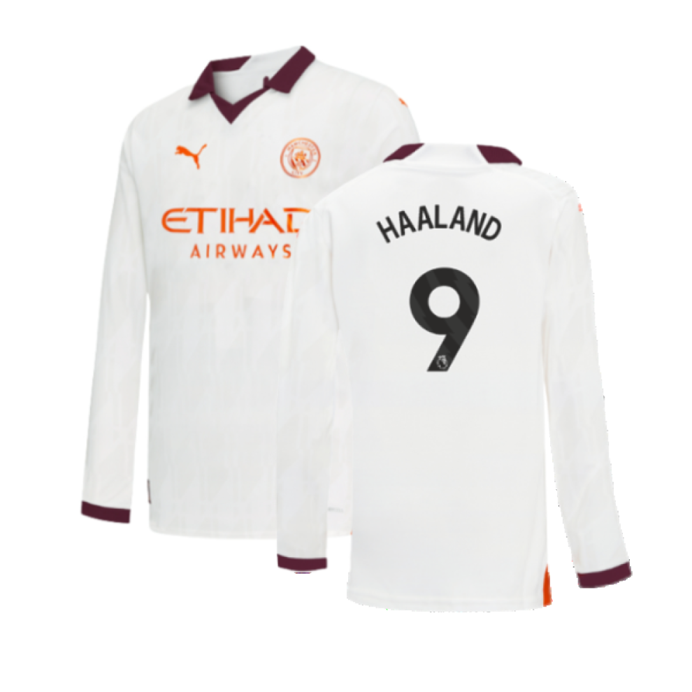 Puma (Xlb) 2023-2024 Man City Long Sleeve Away Shirt (Kids) (Haaland 9)