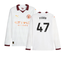 (S) 2023-2024 Man City Long Sleeve Away Shirt (FODEN 47)