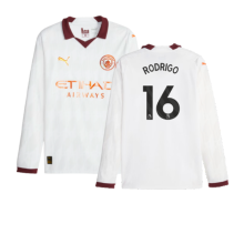(S) 2023-2024 Man City Long Sleeve Away Shirt (RODRIGO 16)