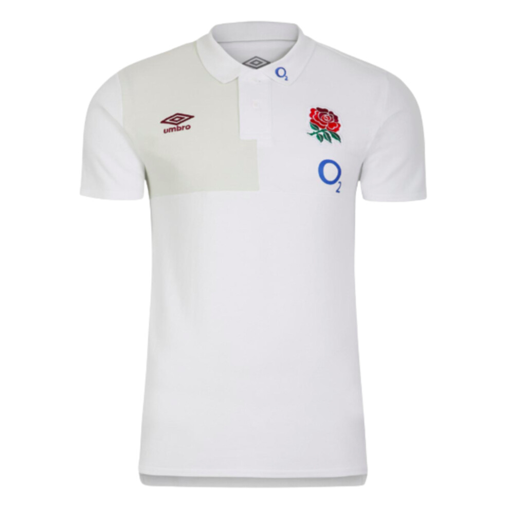 (M) 2023-2024 England Rugby CVC Polo (Brilliant White)