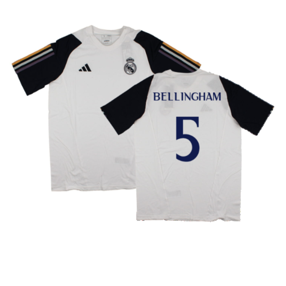 (XL) 2023-2024 Real Madrid Core Tee (White) (Bellingham 5)