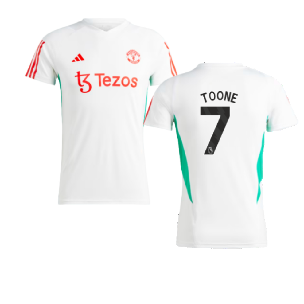 (XL) 2023-2024 Man Utd Training Jersey (White) - Ladies (Toone 7)