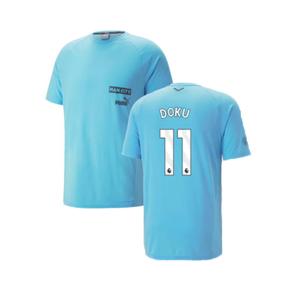 (SB) 2023-2024 Man City Casuals Tee (Blue Wash) - Kids (Doku 11)