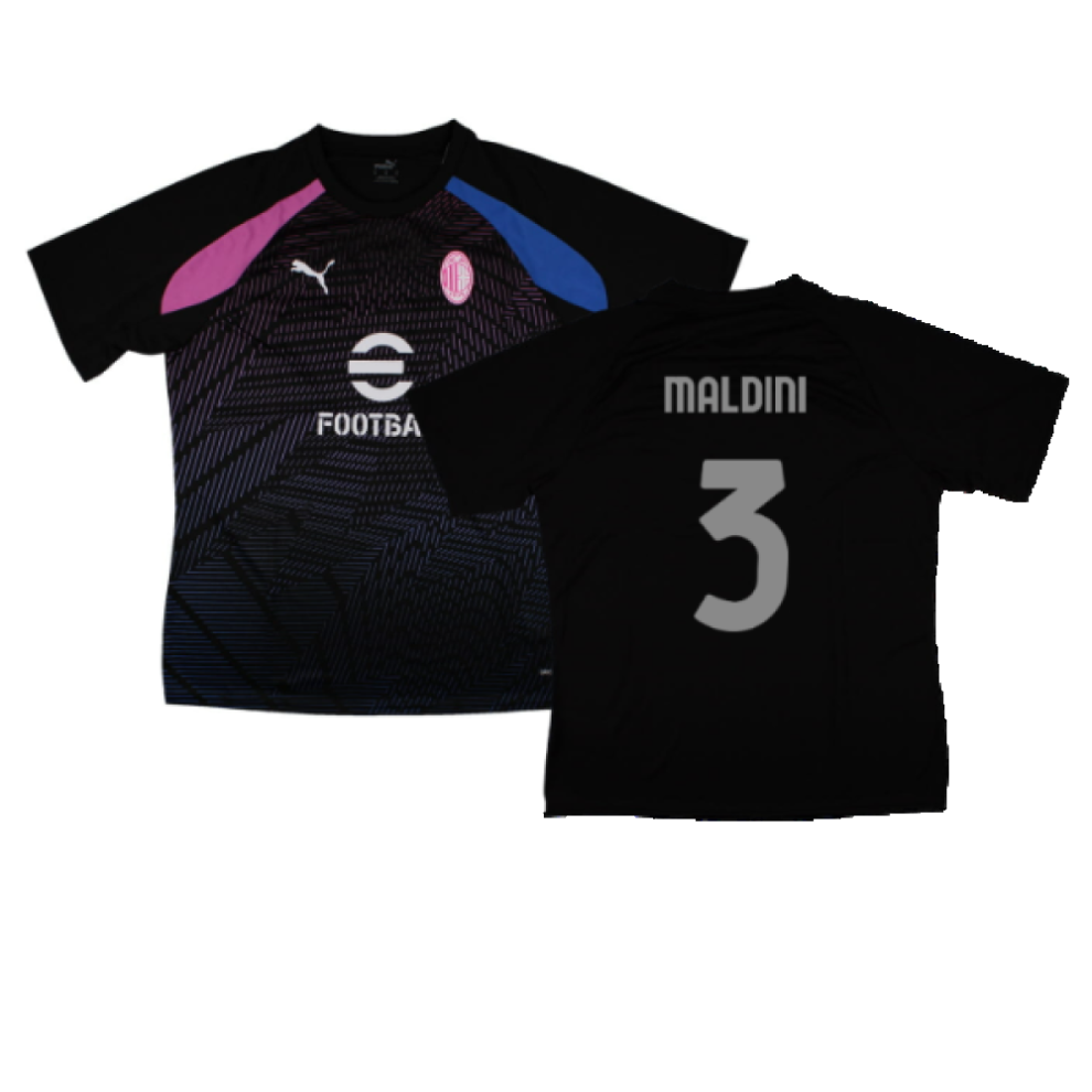 (M) 2023-2024 AC Milan Pre-Match Jersey (Black) (Maldini 3)