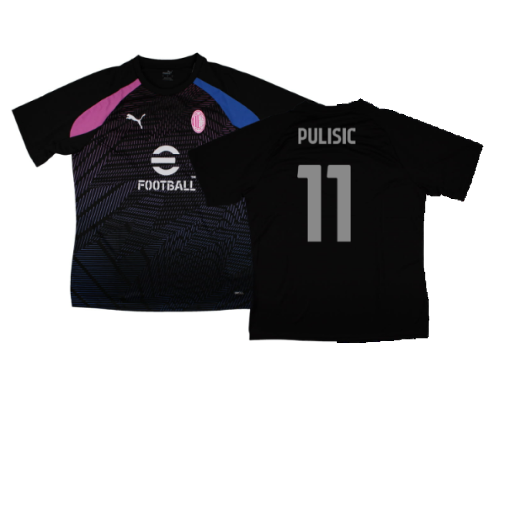 (XL) 2023-2024 AC Milan Pre-Match Jersey (Black) (Pulisic 11)