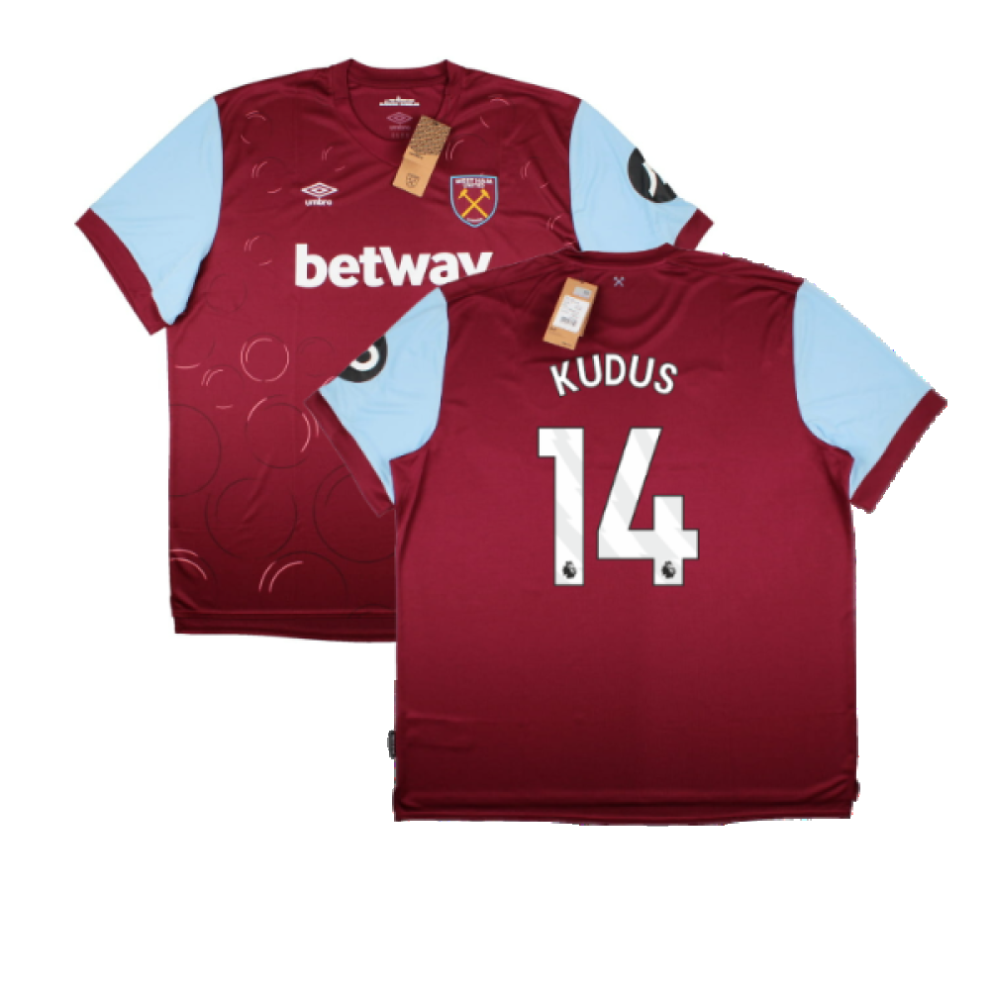 (XL) 2023-2024 West Ham United Home Shirt (Kudus 14)