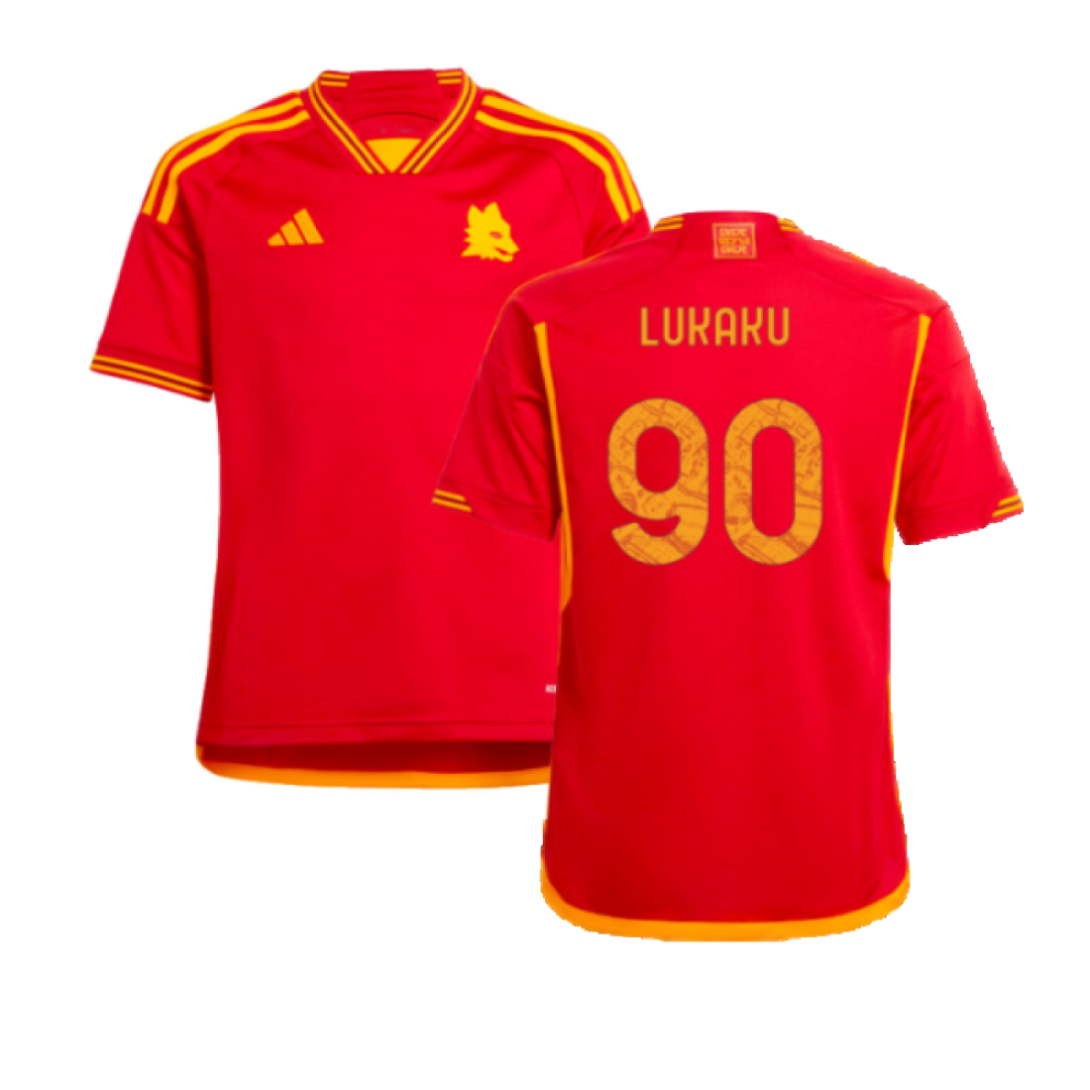 Adidas (Mb) 2023-2024 Roma Home Shirt (Kids) (Lukaku 90)