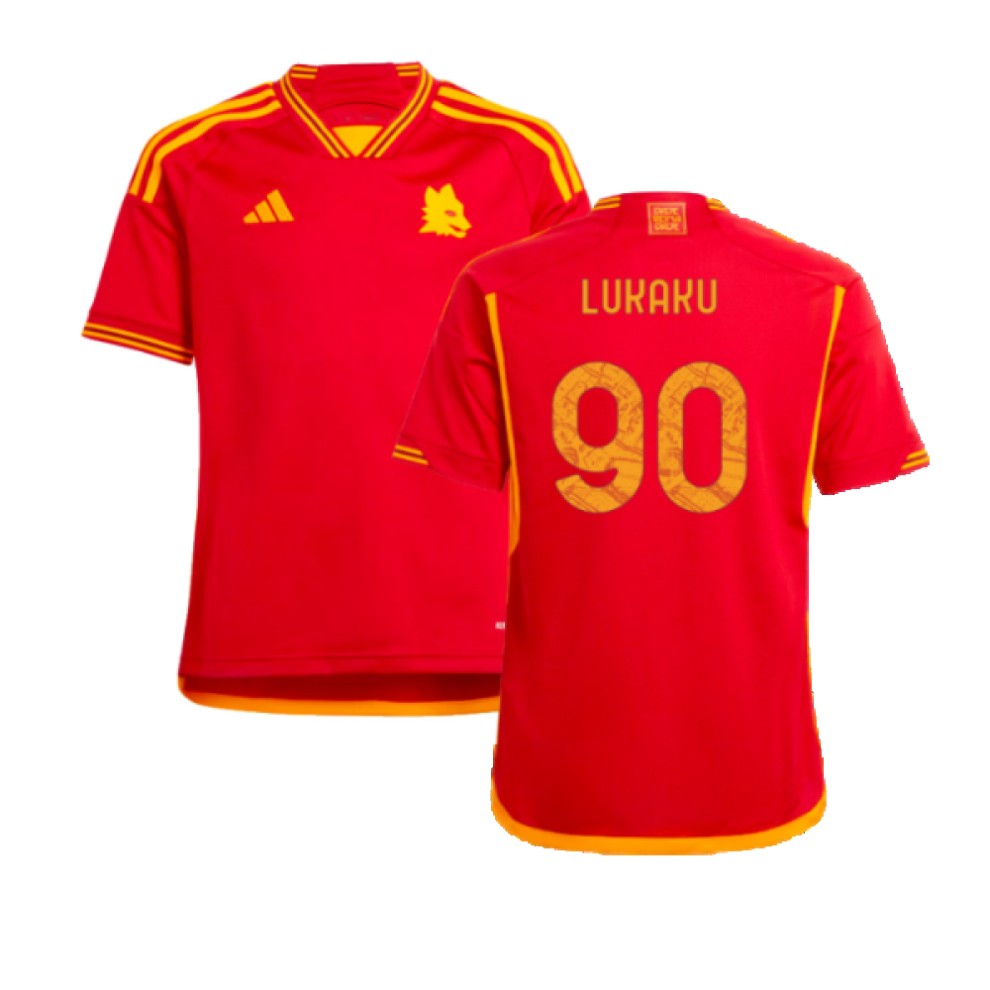 (XLB) 2023-2024 Roma Home Shirt (Kids) (LUKAKU 90)