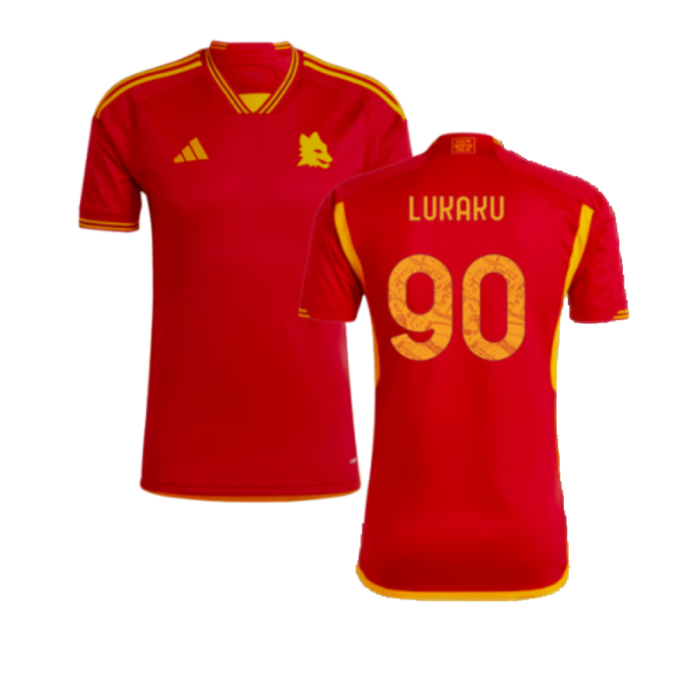 Adidas (Xl) 2023-2024 As Roma Home Shirt (Lukaku 90)