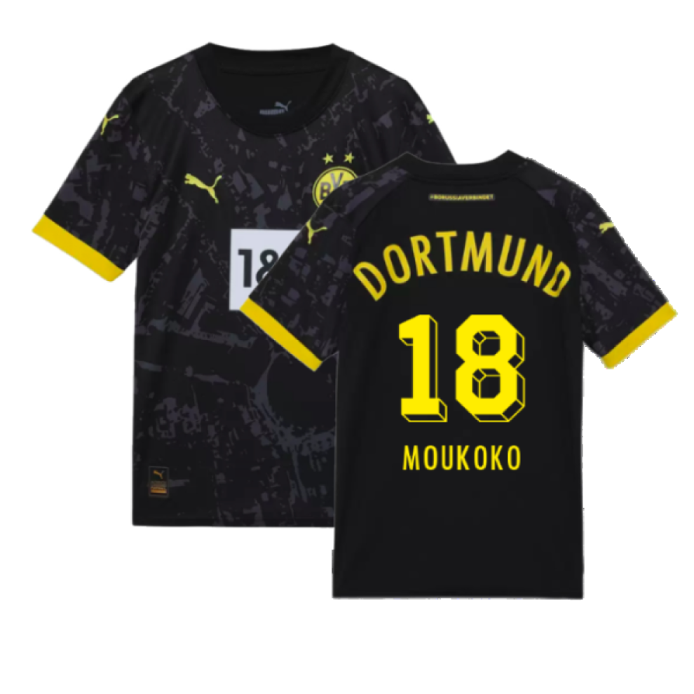 (MB) 2023-2024 Borussia Dortmund Away Shirt (Kids) (Moukoko 18)