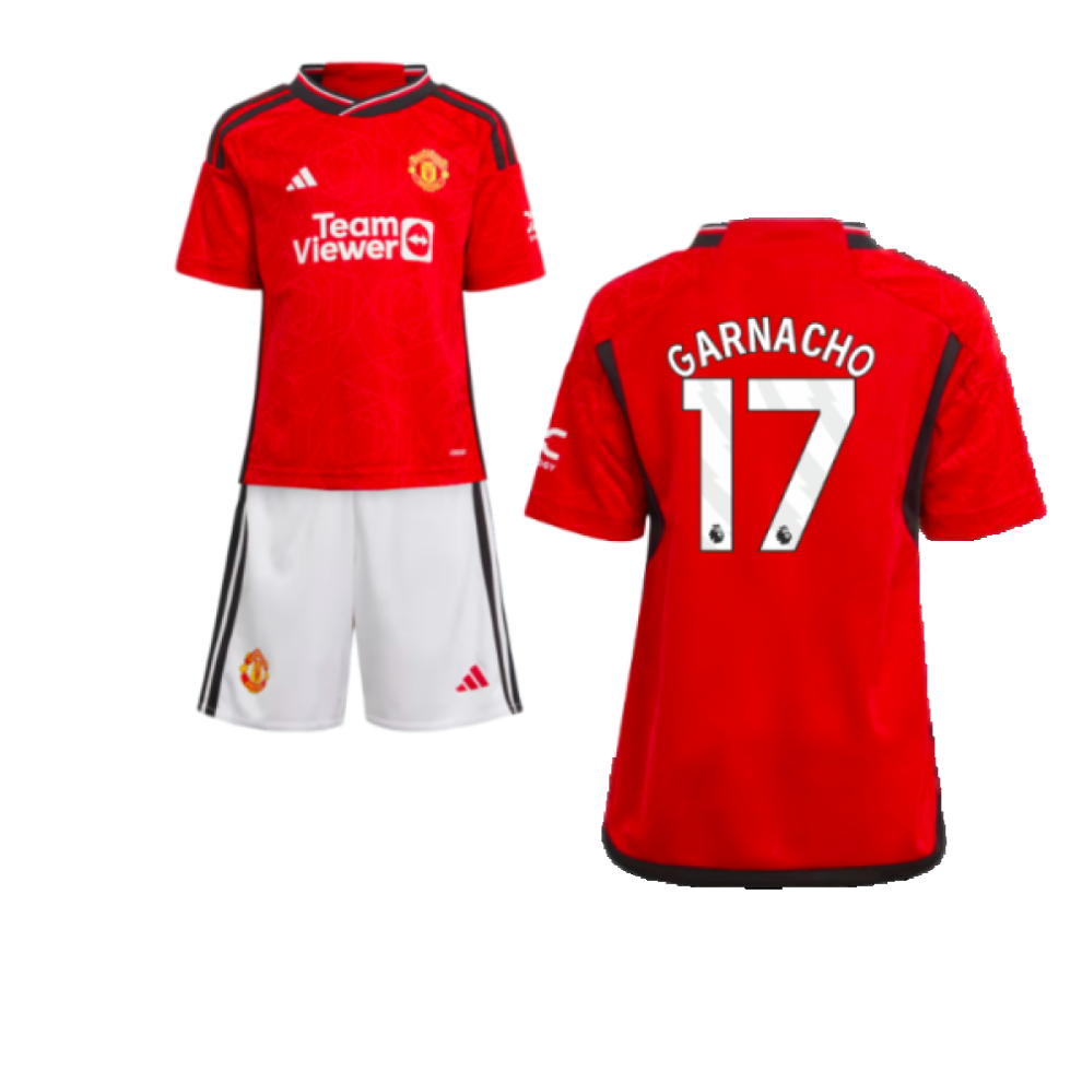 Adidas (2-3 Years) 2023-2024 Man Utd Home Mini Kit (Garnacho 17)