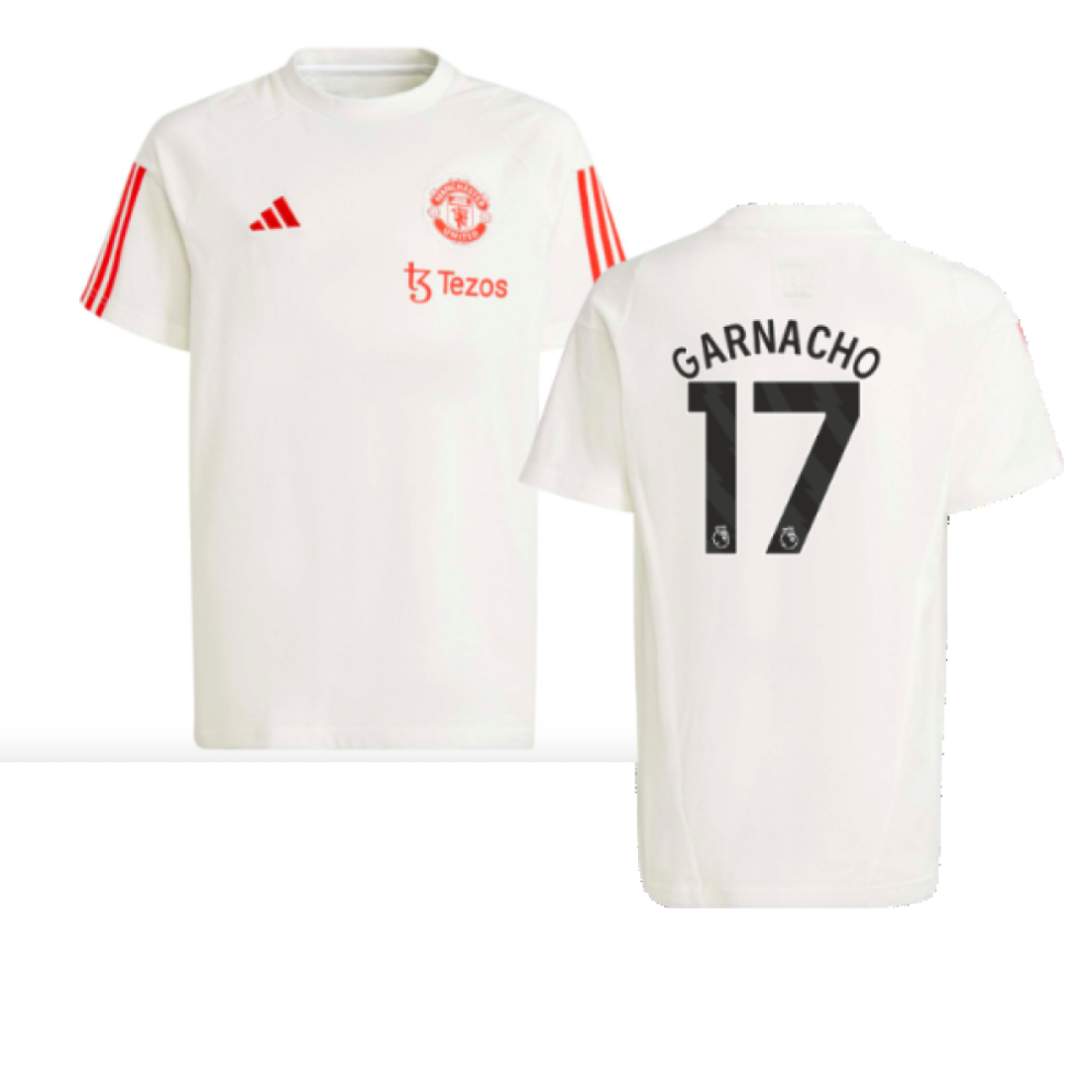 Adidas (Sb) 2023-2024 Man Utd Training Tee (White) - Kids (Garnacho 17)