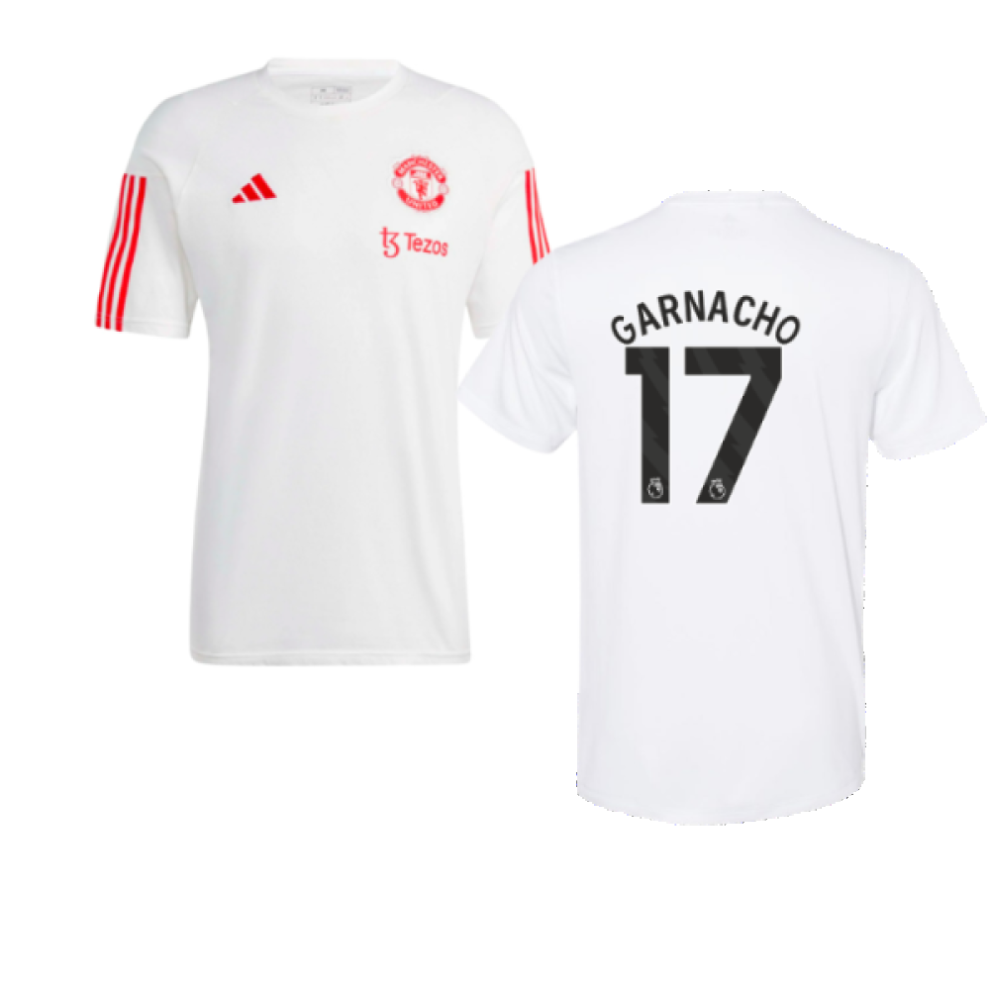 (3XL) 2023-2024 Man Utd Training Tee (White) (Garnacho 17)