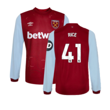 (S) 2023-2024 West Ham Long Sleeve Home Shirt (RICE 41)