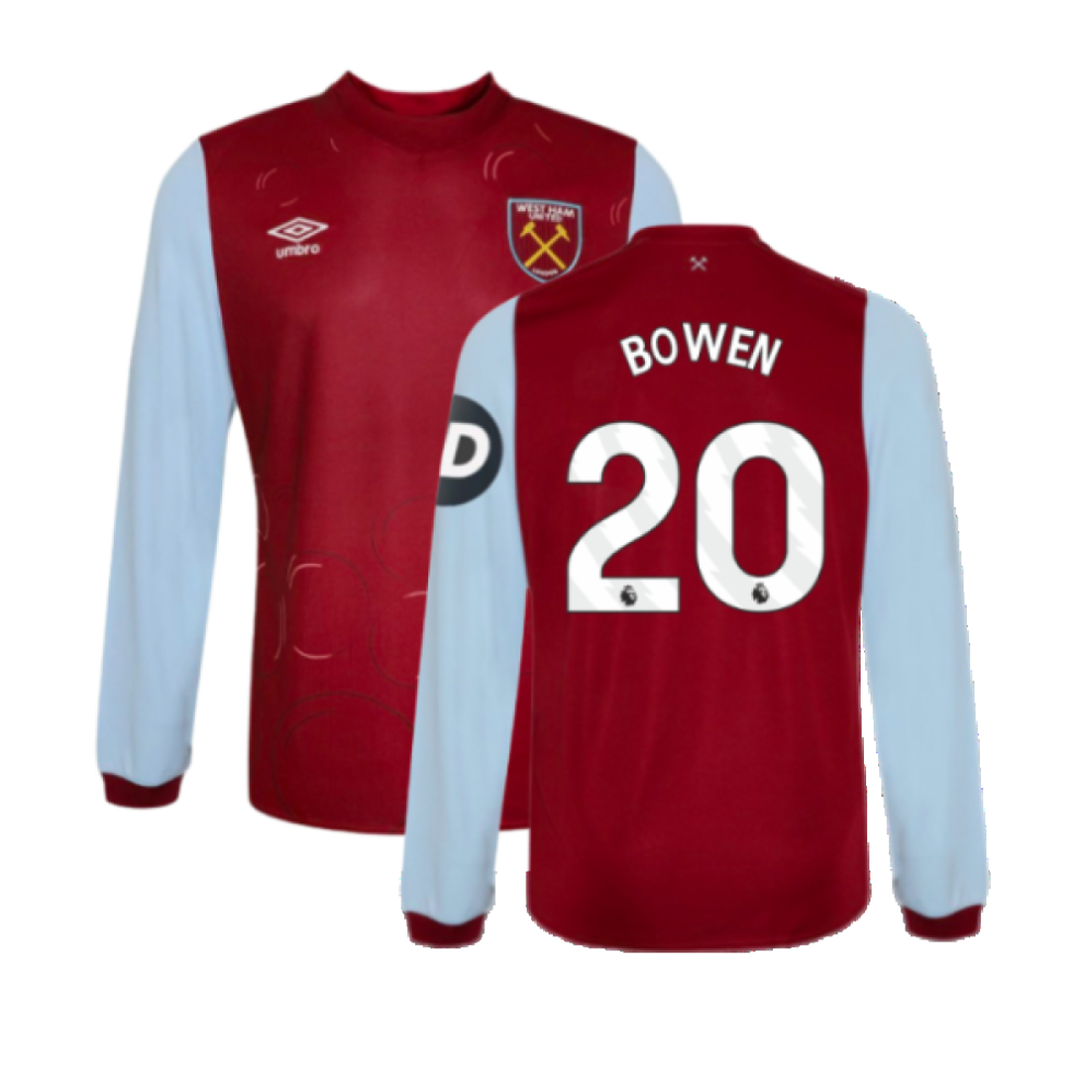 (LB) 2023-2024 West Ham Long Sleeve Home Shirt (Kids) (BOWEN 20)