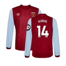 (LB) 2023-2024 West Ham Long Sleeve Home Shirt (Kids) (Kudus 14)