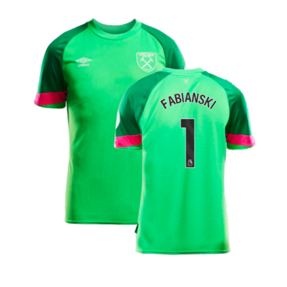 Umbro (Sb) 2023-2024 West Ham Home Goalkeeper Shirt (Green) - Kids (Fabianski 1)