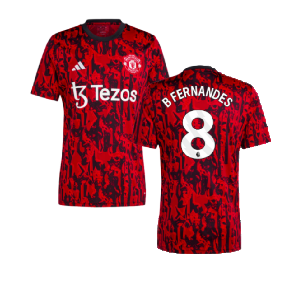 (L) 2023-2024 Man Utd Pre-Match Shirt (Red) (B Fernandes 8)