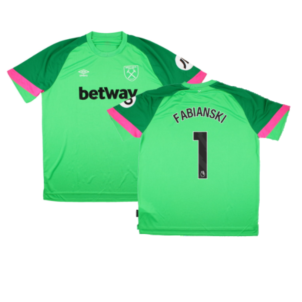 Umbro (M) 2023-2024 West Ham Ss Home Goalkeeper Shirt (Green) (Fabianski 1)