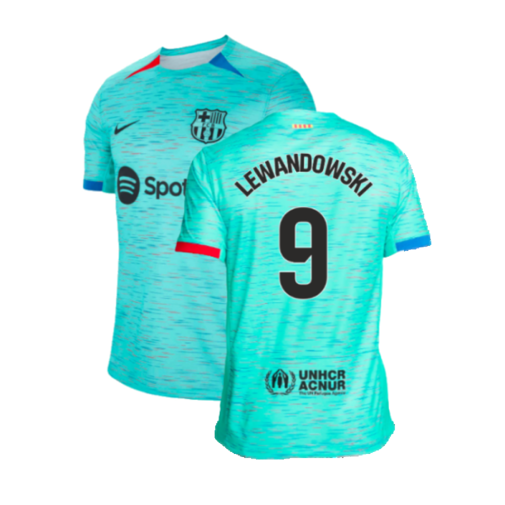 (M) 2023-2024 Barcelona Third Shirt (Lewandowski 9)