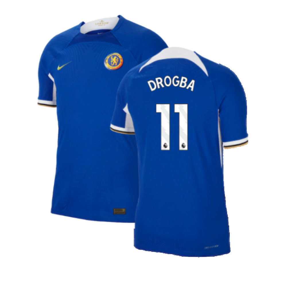 (S) 2023-2024 Chelsea Home Authentic Shirt (DROGBA 11)