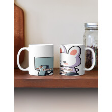 (Cute White Bunny Coffee Break and Relax Computer Desk-1414) Coffee Mugs 11oz Psychedelic Landscape Ceramic Mug Cute Novelty Christmas Gifts