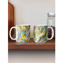 (Paper Craft Lutino Cockatiels in Bloom-5548) Coffee Mugs 11oz Russia Club Ceramic Mug Cute Novelty Christmas Gifts