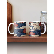 (A seamless pattern with ornate, stylized floral motifs in shades of red, white, and navy blu-8341) Coffee Mugs 11oz Melanie - Custom name on delicate black cursive font Ceramic Mug Cute Novelty Christmas Gifts