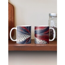 (Red, White, and Blue, Psychedelic Fractal 2-10110) Coffee Mugs 11oz Snoopy Ceramic Mug Cute Novelty Christmas Gifts